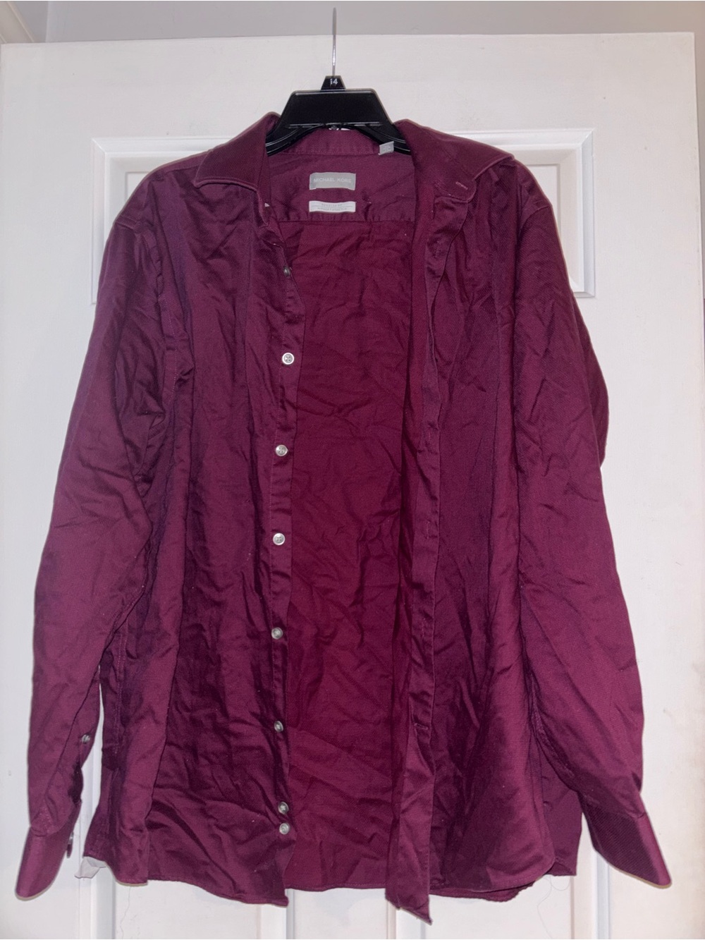 Michael Kors Men's Burgundy Button-Front Casual Shirt